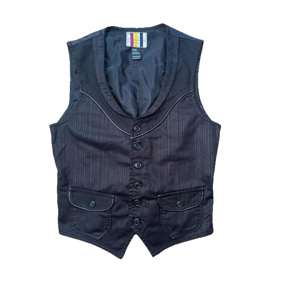 VTG Y2K Diesel Truckistan King Cobra Black Buckle Back Vest Medium 18.5” x 25”